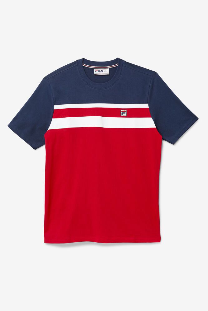 Fila Dover T-Shirt Red/Navy - Mens - 76392PARH